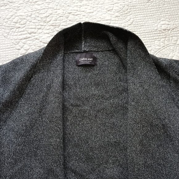 ZARA Knit Long open cardigan black white Size M - Picture 2 of 6